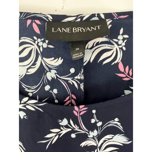 Lane Bryant Ruffle Black Pink Floral Blouse Shirt Top Short Sleeve Size 26 - Picture 2 of 5